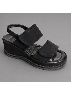 Vintage Y2K FIORANGELO Womens Size 39/US 8.5 Black Wedge Platform Sandals Italy